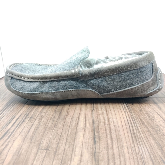 UGG Slippers Ascot Wool Gray Suede Moc Toe Moccasin Slip On Loafer Lined Men's 8 - Picture 9 of 16